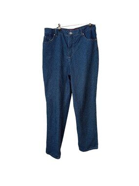 Gloria Vanderbilt Amanda Polka Dot Blue Denim Jeans Womens Size 14